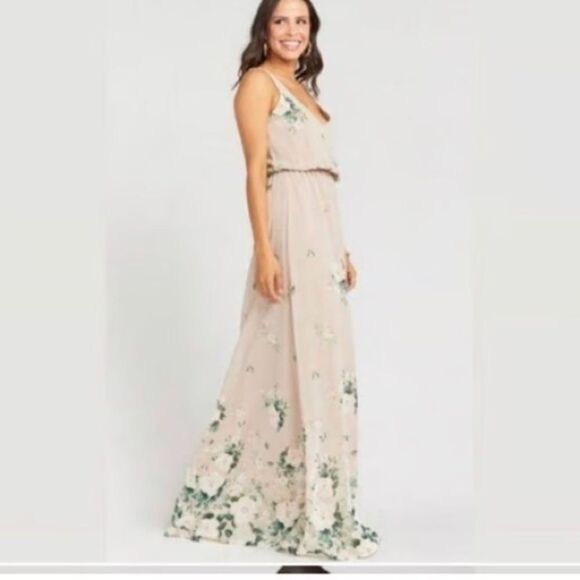NWT SHOW ME YOUR MUMU KENDALL MAXI DRESS FLORAL BOUQUET BEIGE SIZE XXS - Picture 2 of 9